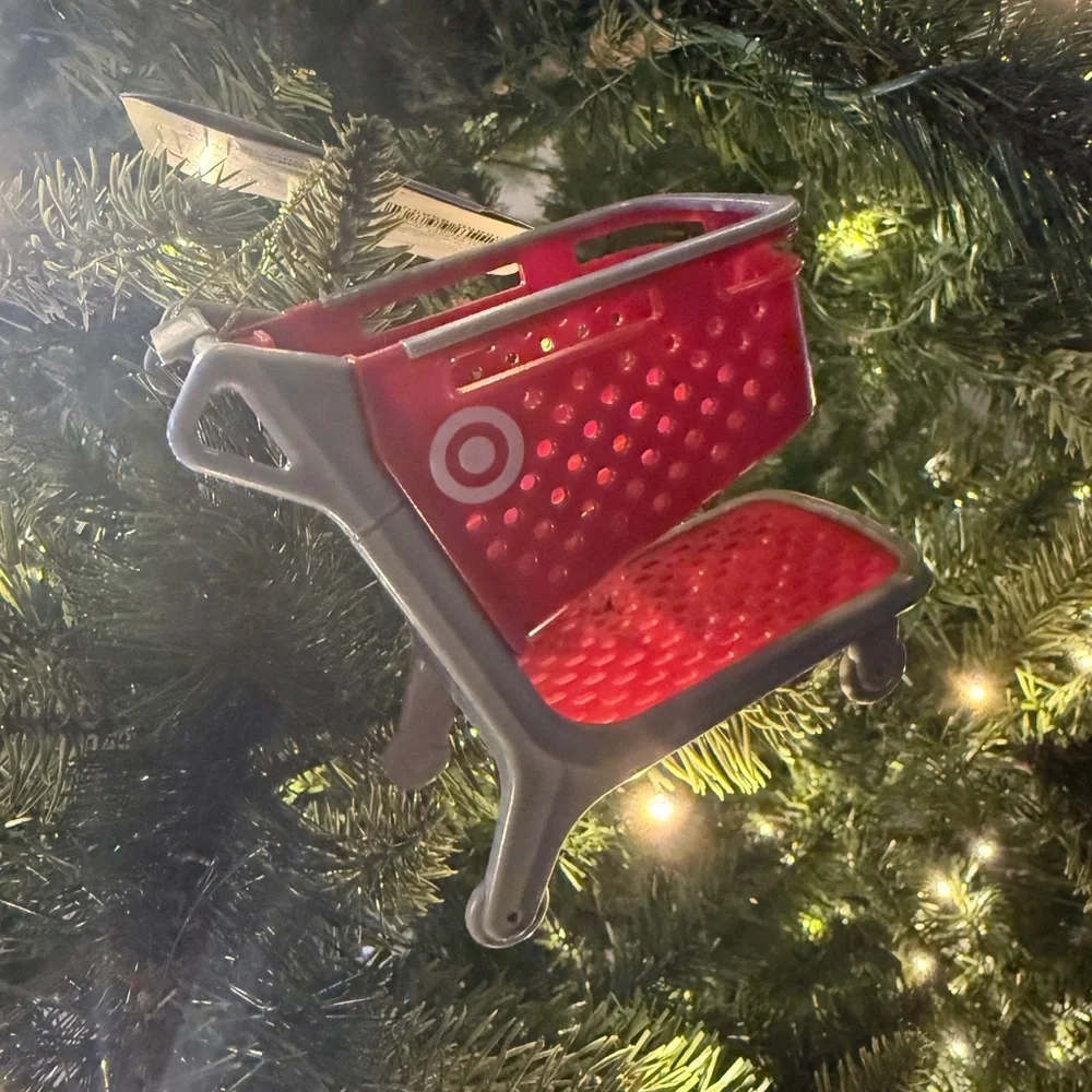 Target Red and Gray Mini Shopping Cart Ornaments set of 2